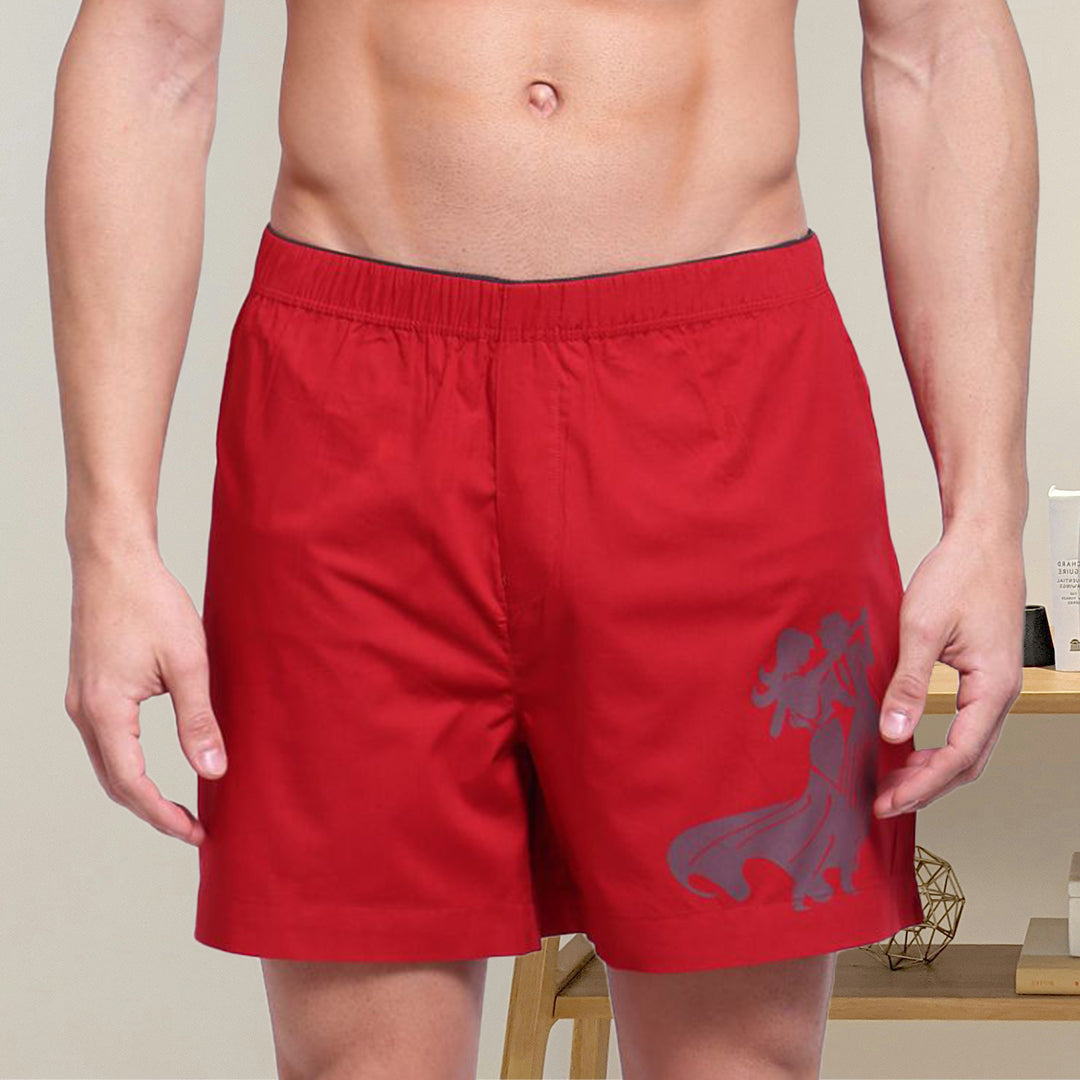 Zoiro Men's Cotton Trends Boxer Red