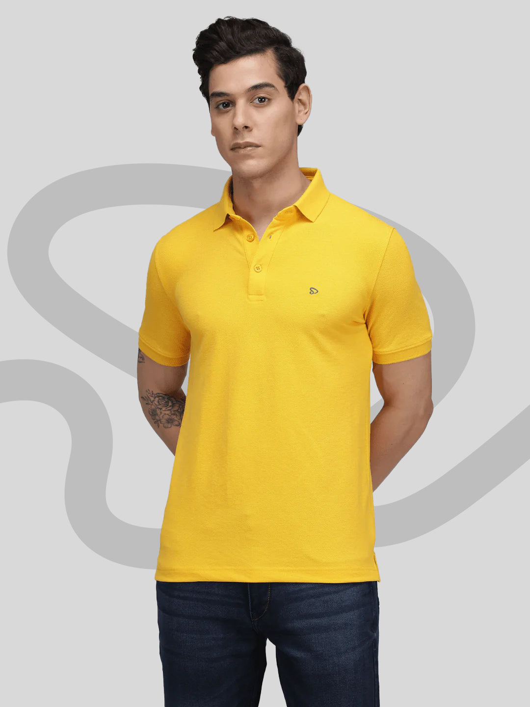 Sporto Men's Solid Polo T-Shirt Gd Yellow