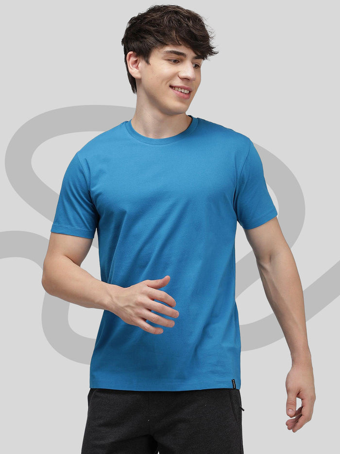 Sporto Men's Fluid Cotton Round Neck T-shirt - Blue