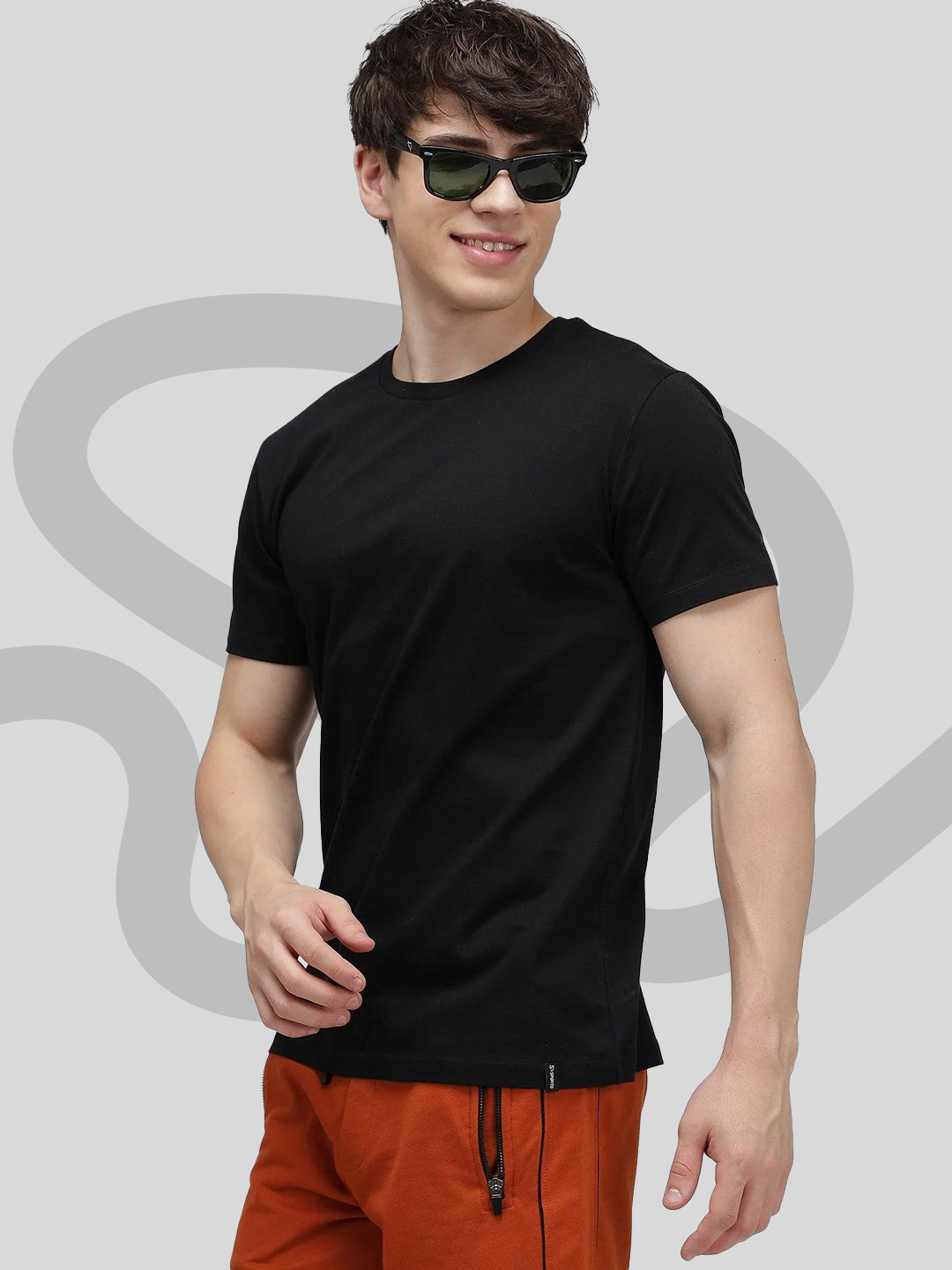 Sporto Men's Fluid Cotton Round Neck T-shirt - Black