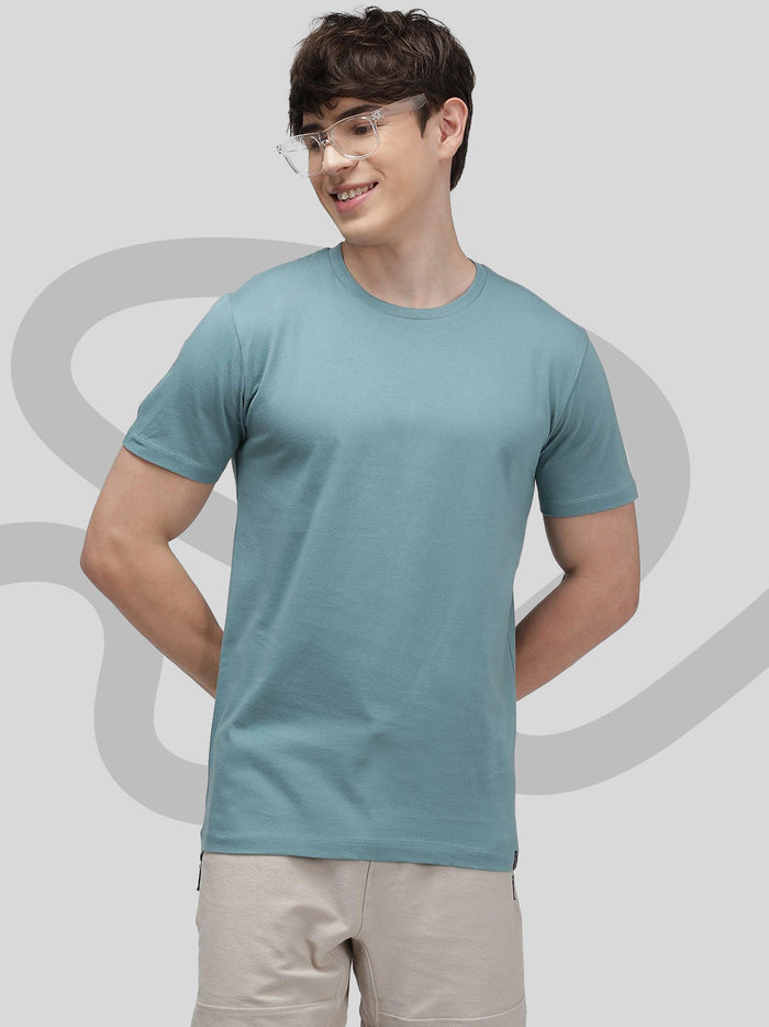Sporto Men's Fluid Cotton Round Neck T-shirt - Ash Grey