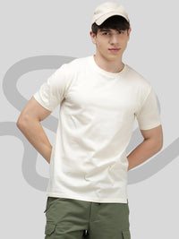 Sporto Men's Fluid Cotton Round Neck T-shirt - Cream