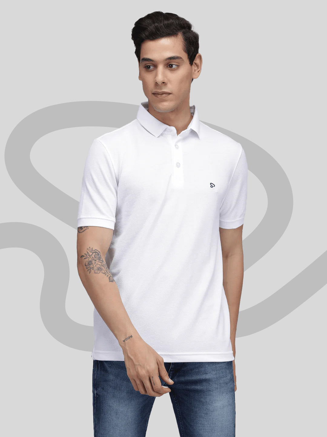 Sporto Men's Solid Polo T-Shirt - White