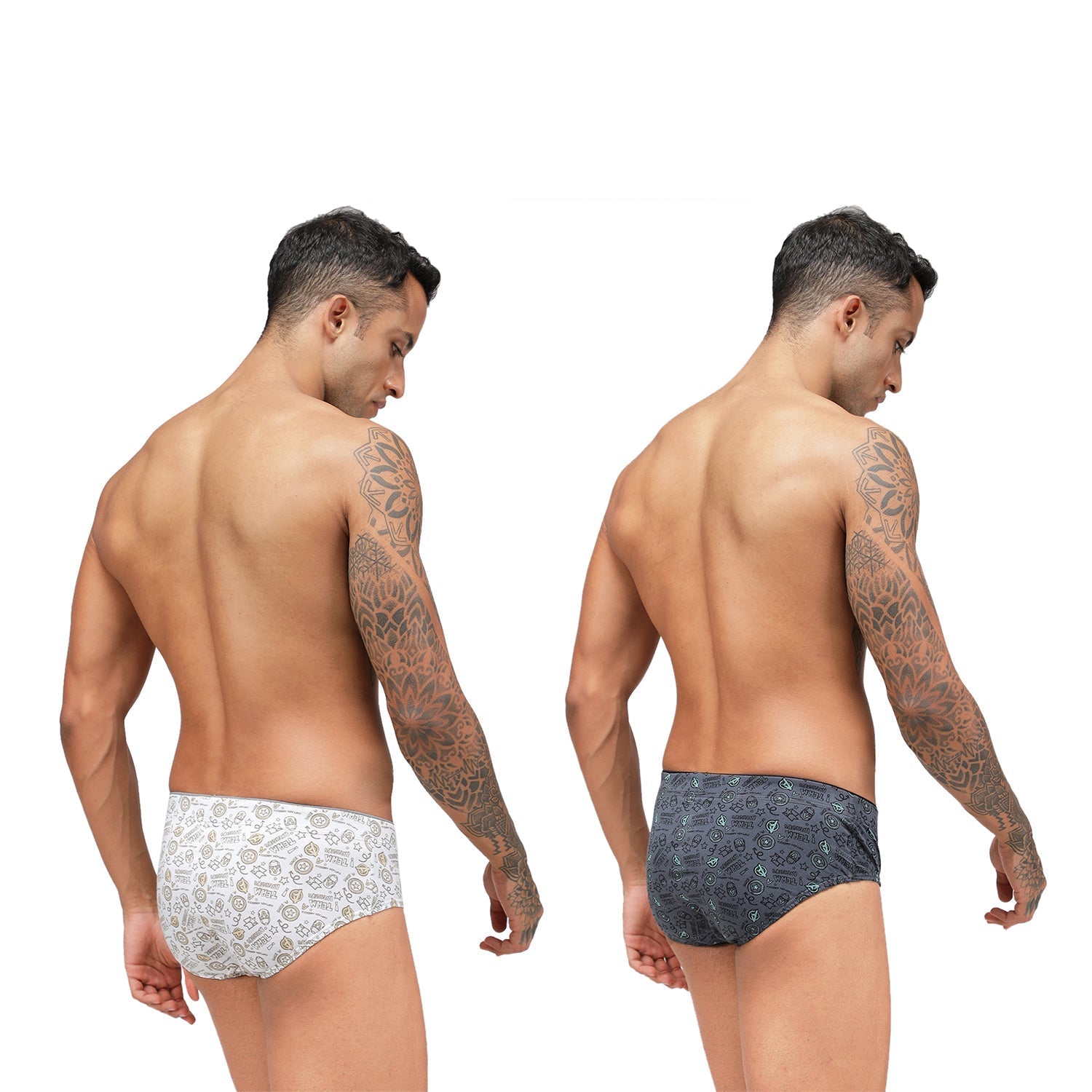 Men's Marvel Avengers Printed Brief Pack of 2 - White+Steel Grey