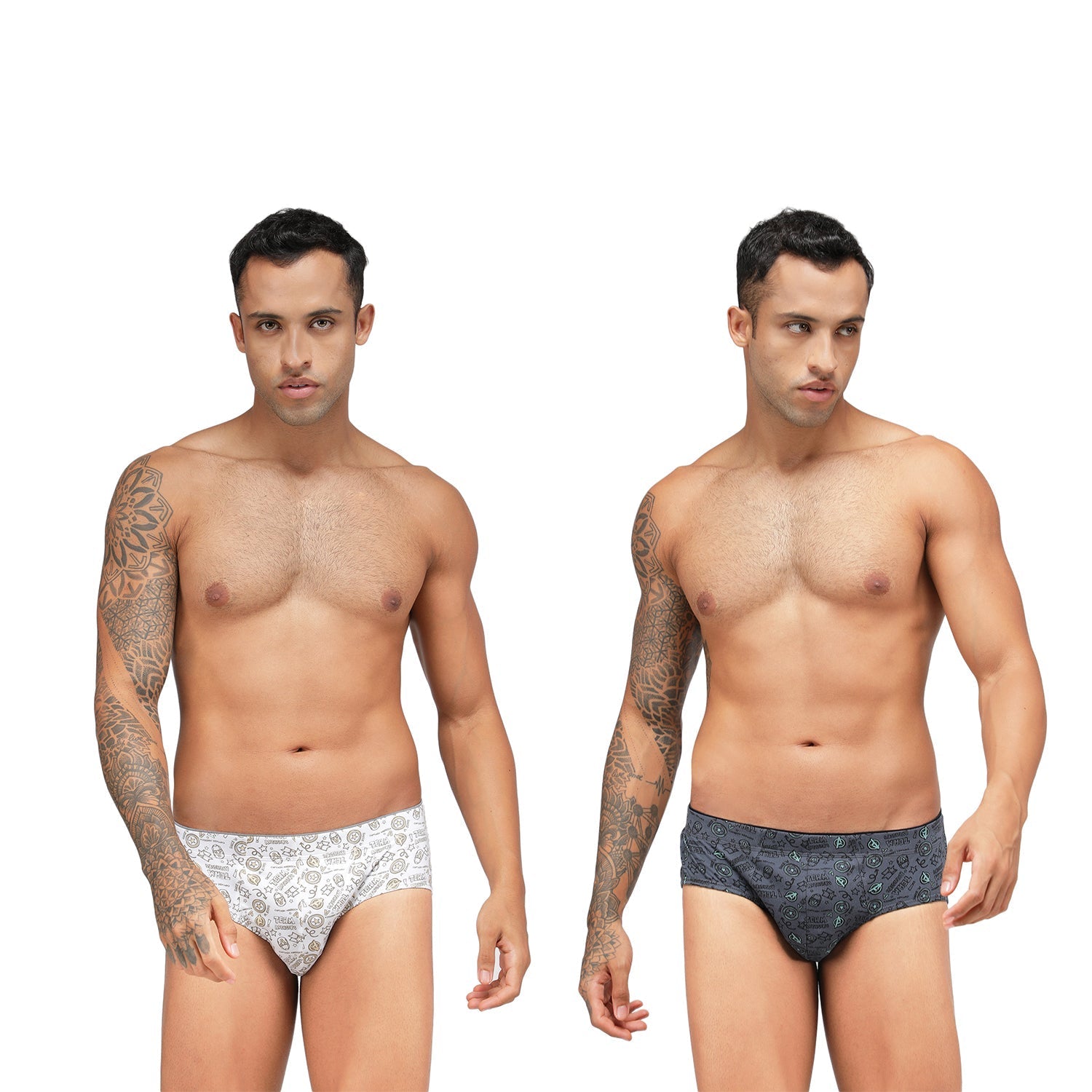 Men's Marvel Avengers Printed Brief Pack of 2 - White+Steel Grey