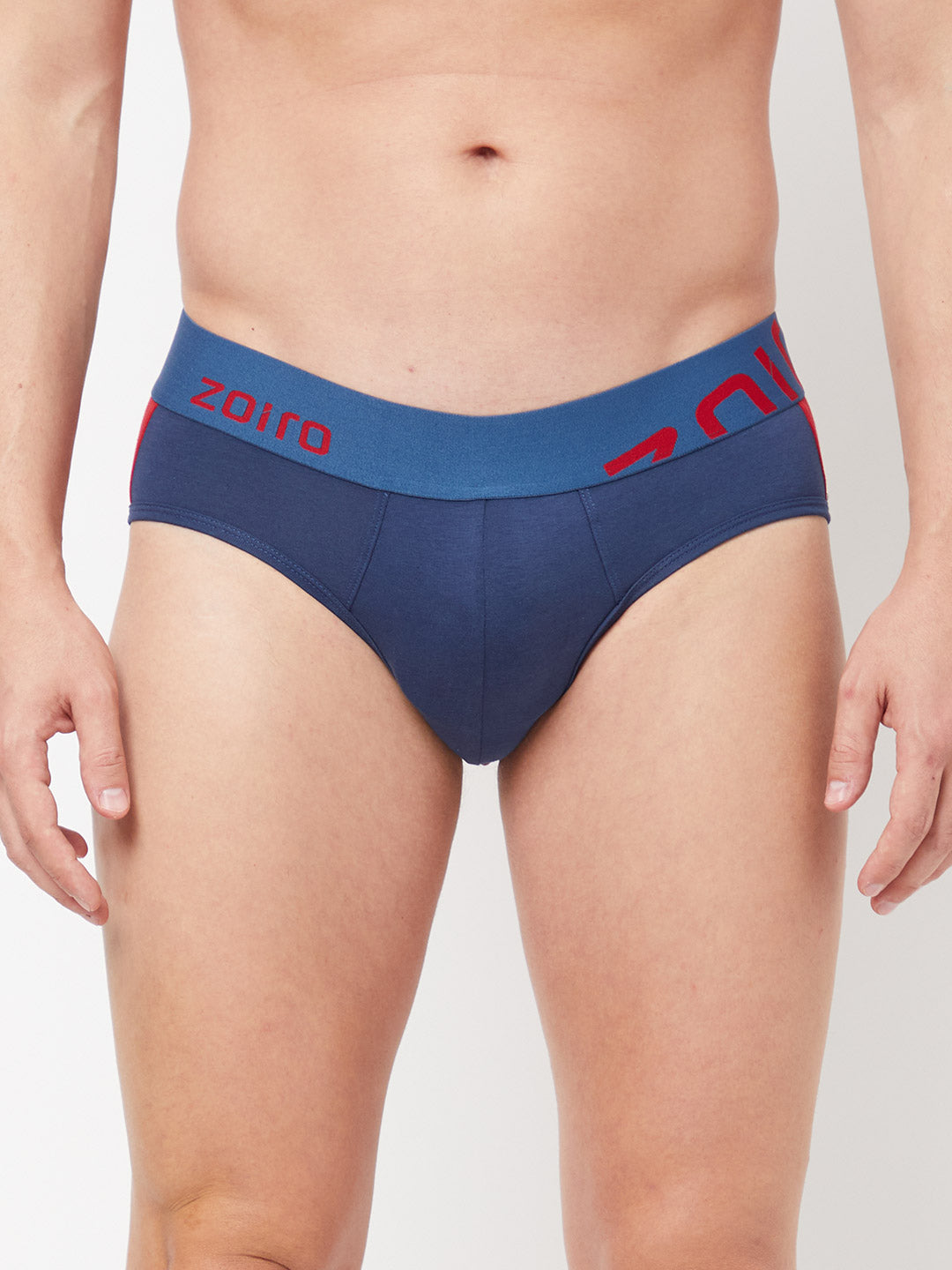 Zoiro Men's Cotton Trends Brief- Legion Blue - Ribbon Red