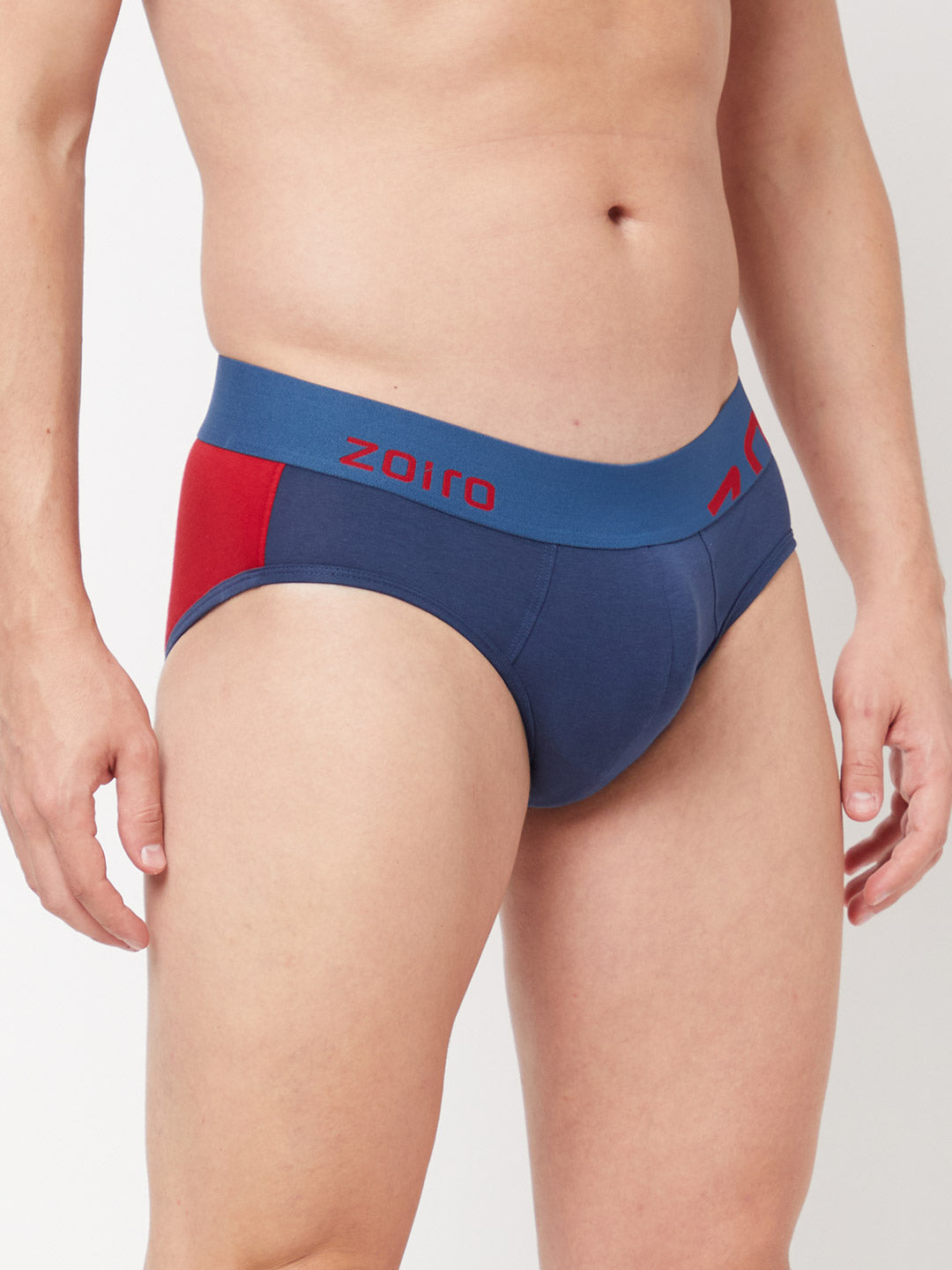 Zoiro Men's Cotton Trends Brief- Legion Blue - Ribbon Red