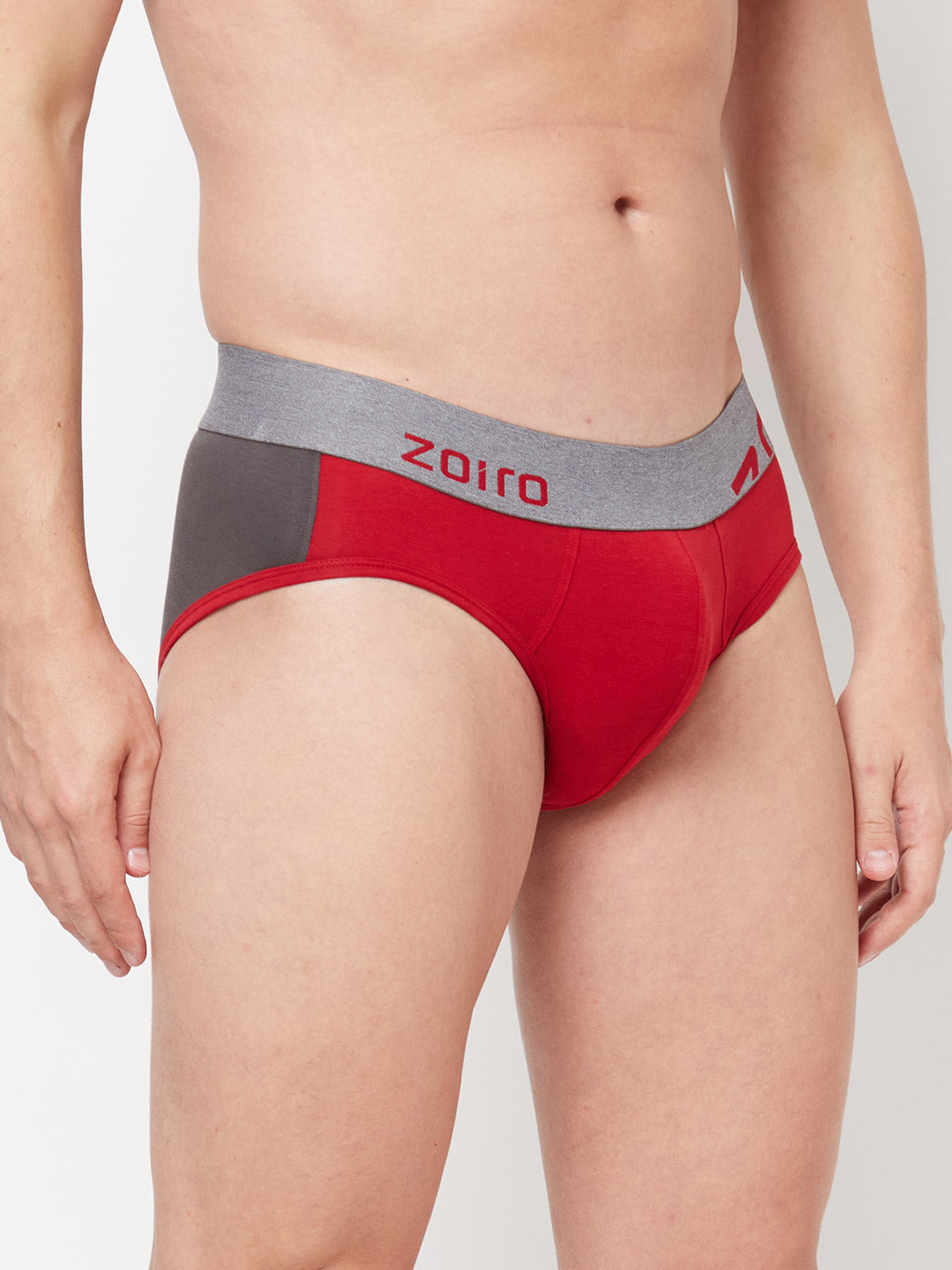 Zoiro Men's Cotton Solid Brief (Pack 2)- Sulphur + Red