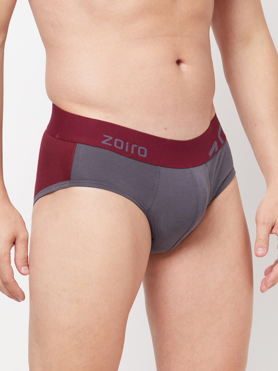 Zoiro Men's Cotton Trends Brief- Nine Iron - Windsore Wine