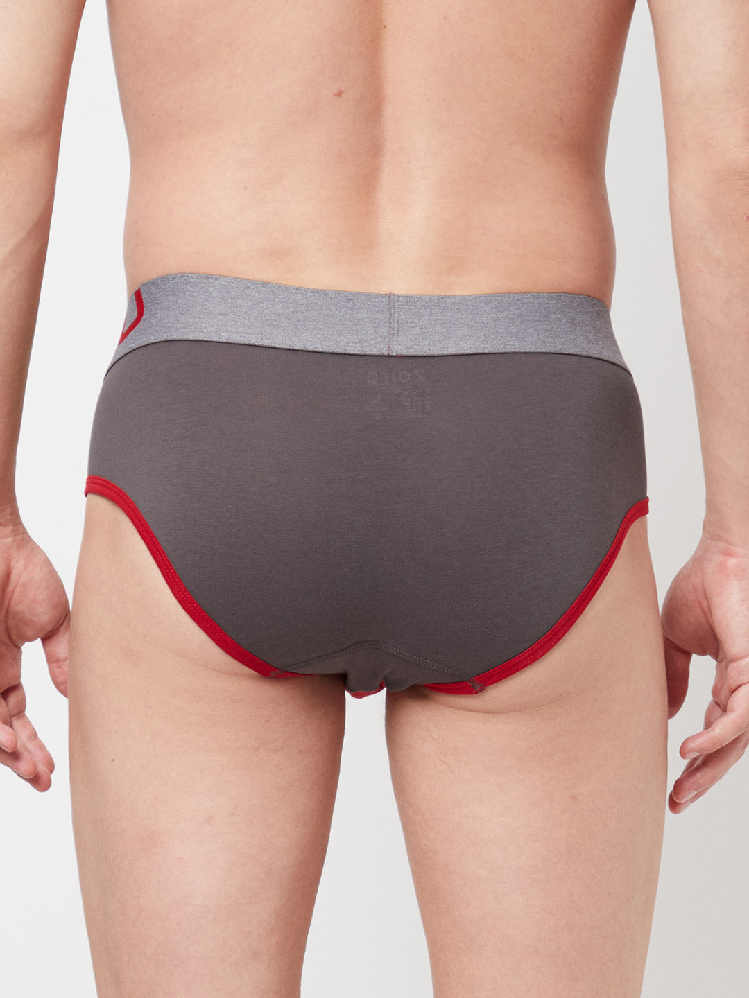 Zoiro Men's Cotton Solid Brief (Pack 2)- Sulphur + Red