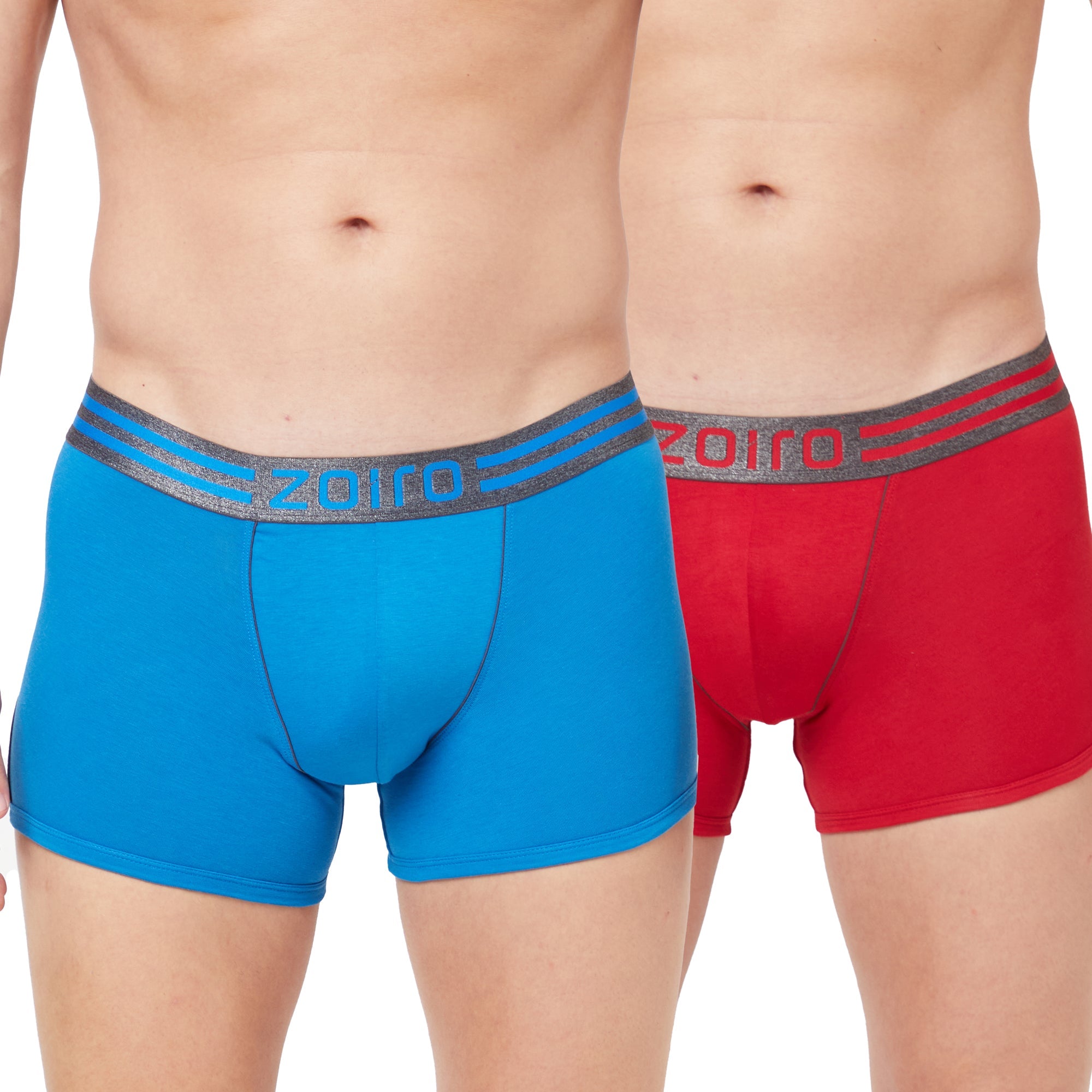 Zoiro Men's Sports Trunk (Pack 2) - Chinese Red + Sky Diver