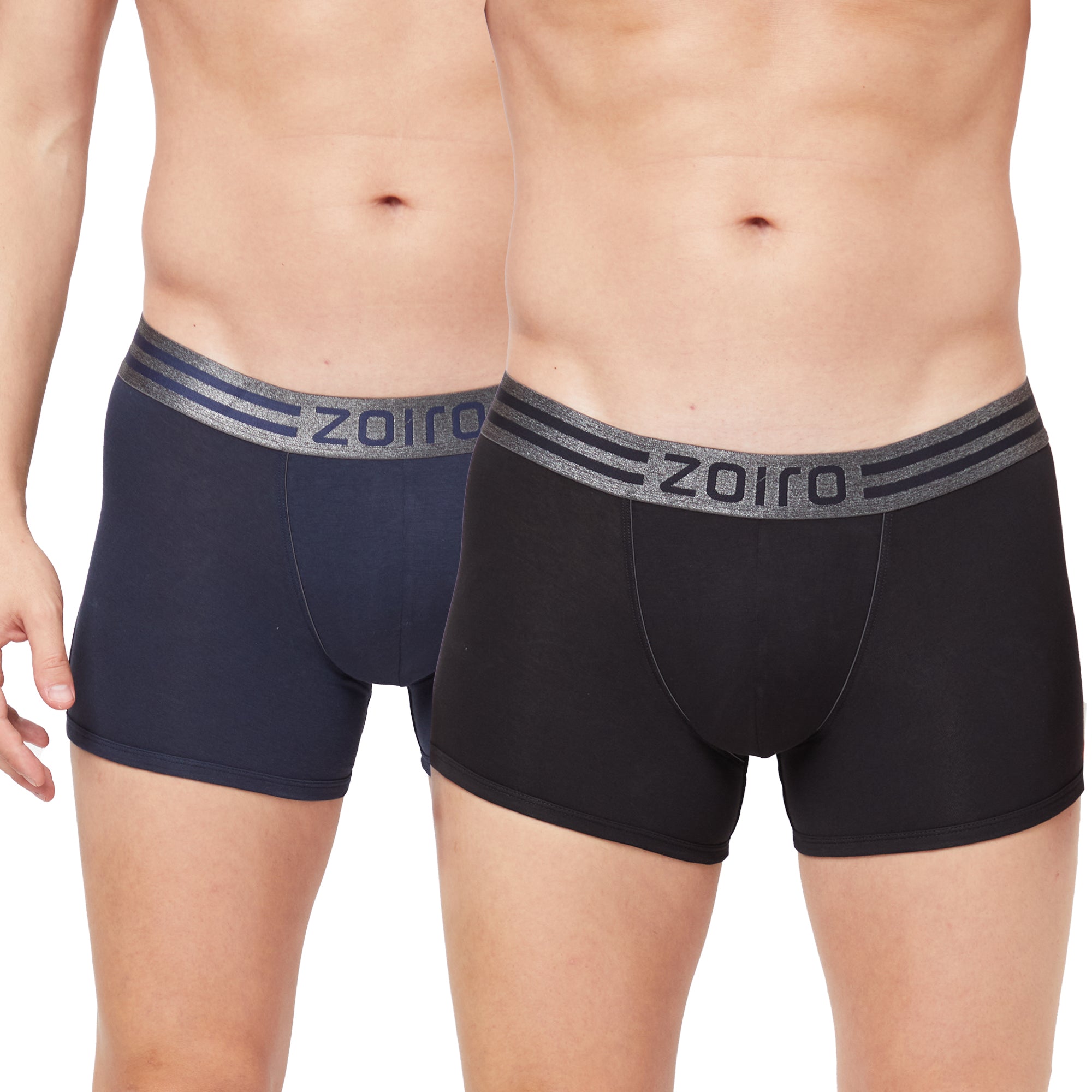 Zoiro Men's Sports Trunk (Pack 2) - Navy + Black