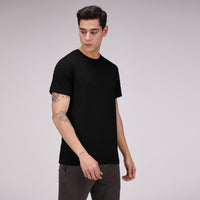 Sporto Men's Solid Fluid Cotton Tee - Pitch Black