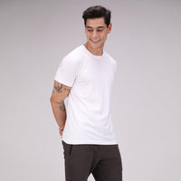 Sporto Men's Solid Fluid Cotton Tee - White