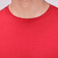 Sporto Men's Solid Fluid Cotton Tee - Chinese Red