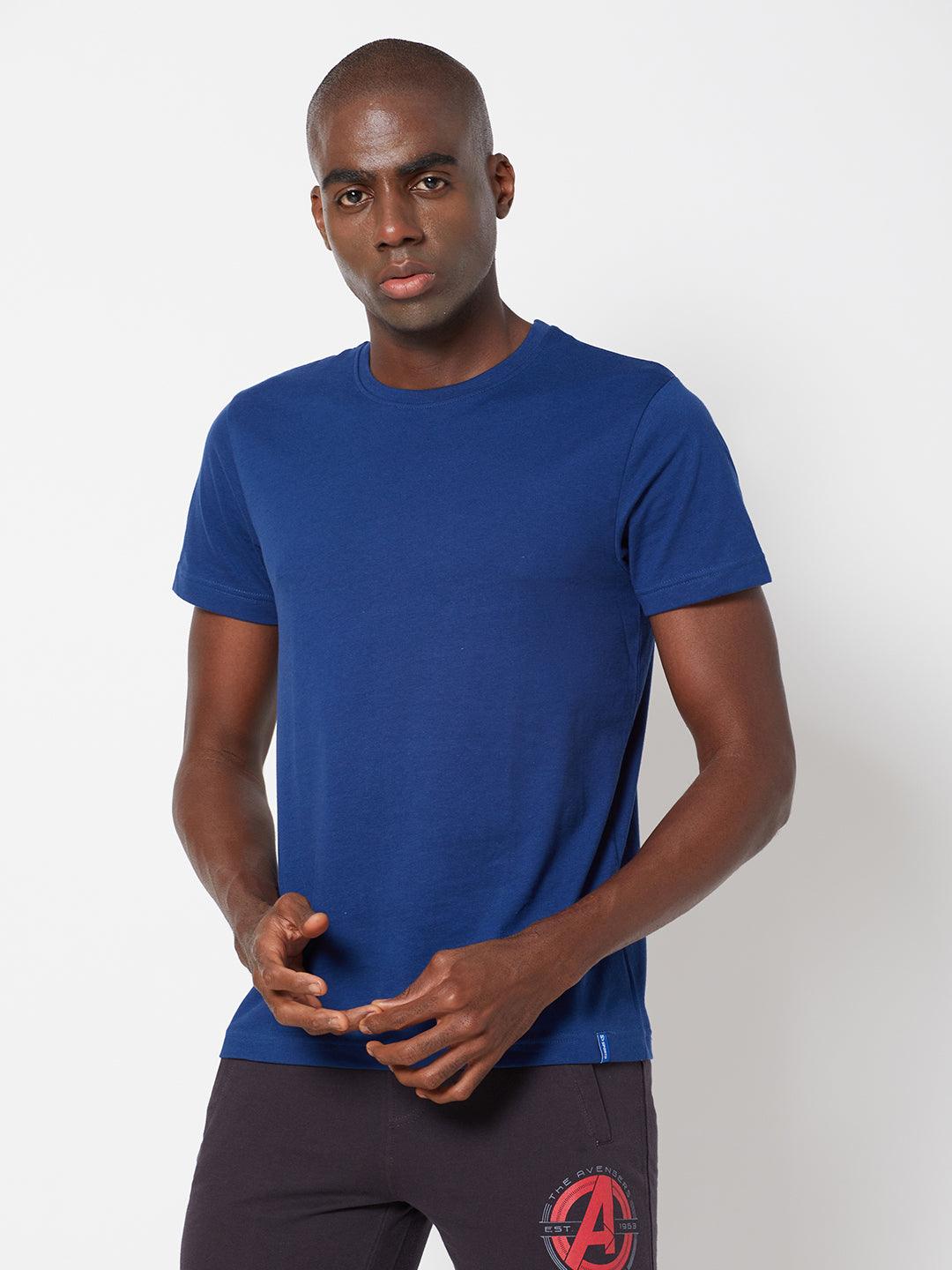 Sporto Men's Round Neck Cotton Tee - Denim Navy