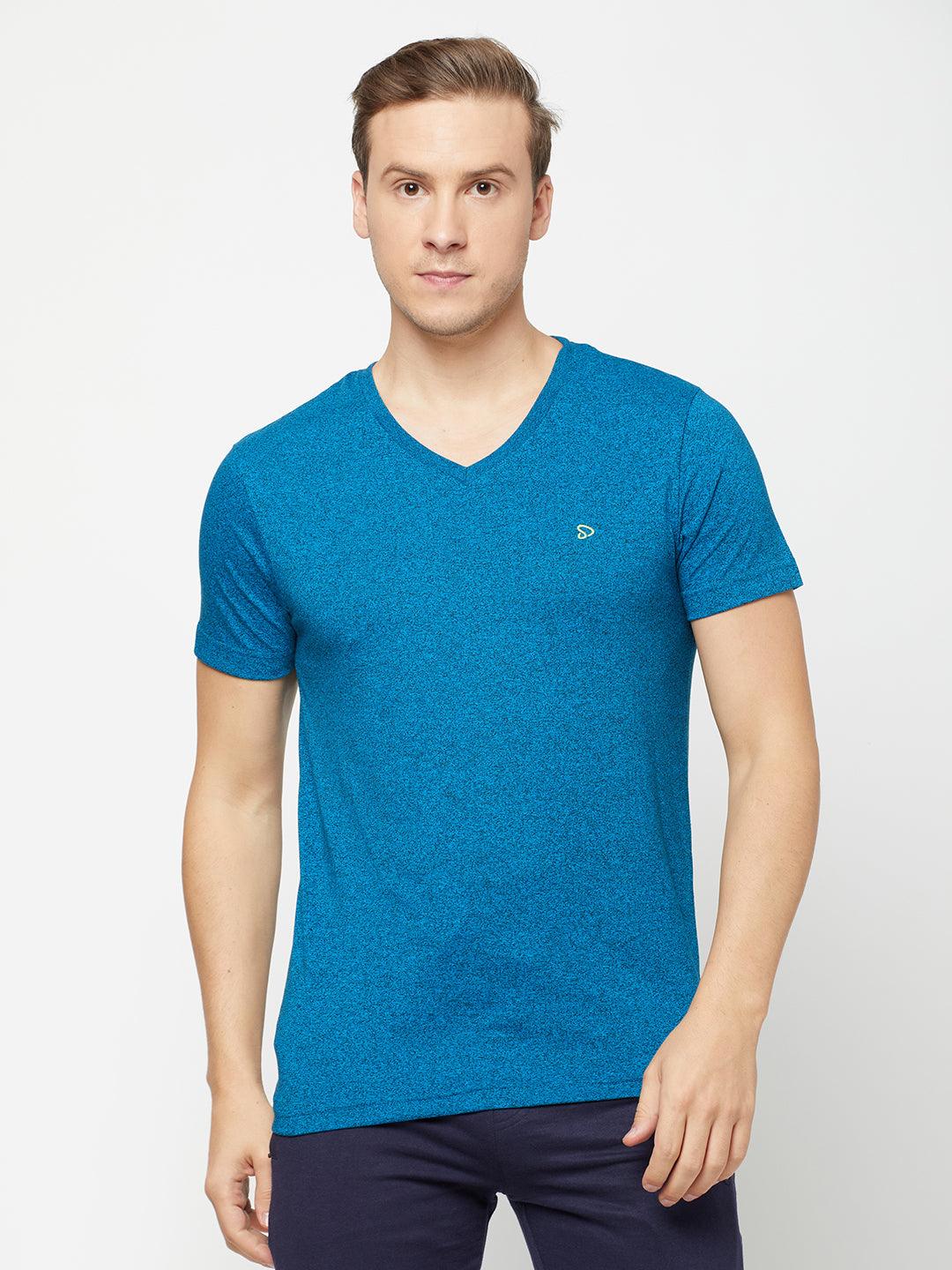 Sporto Men's V Neck T-Shirt - Sapphire Blue Jaspe