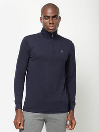 Sporto Men's Mock Neck/High Neck T-Shirt - Navy