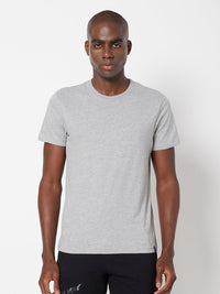 Sporto Men's Round Neck Cotton Tee - Grey Melange