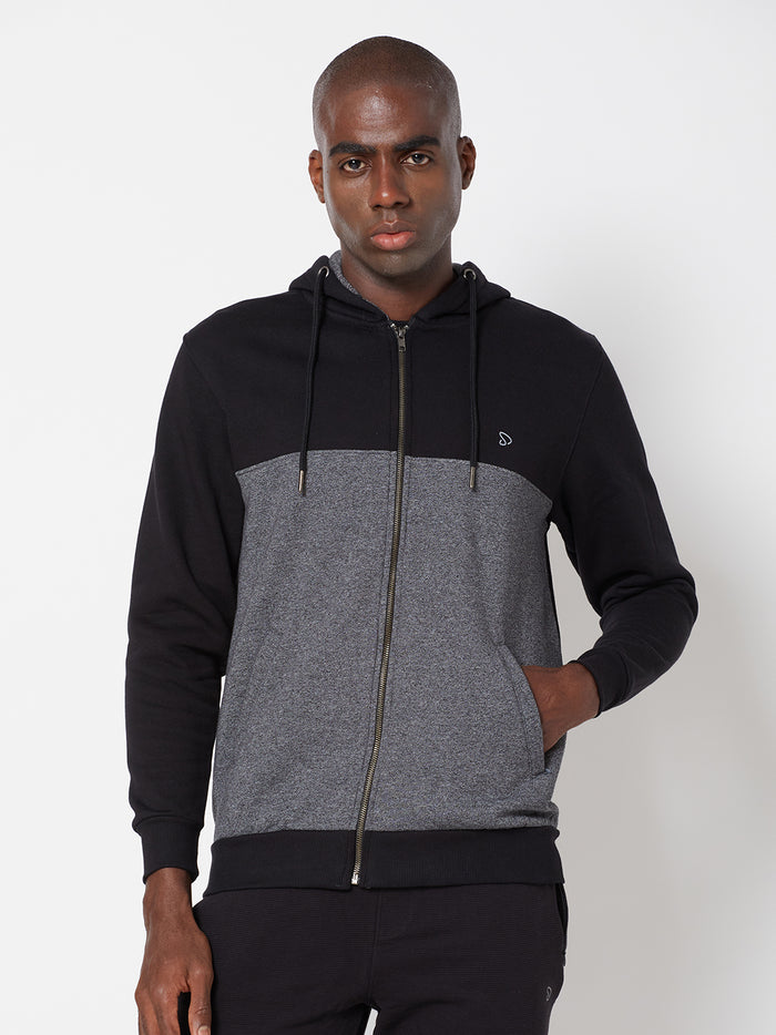 Sporto Men's Zippered Hoodie Jacket - Black