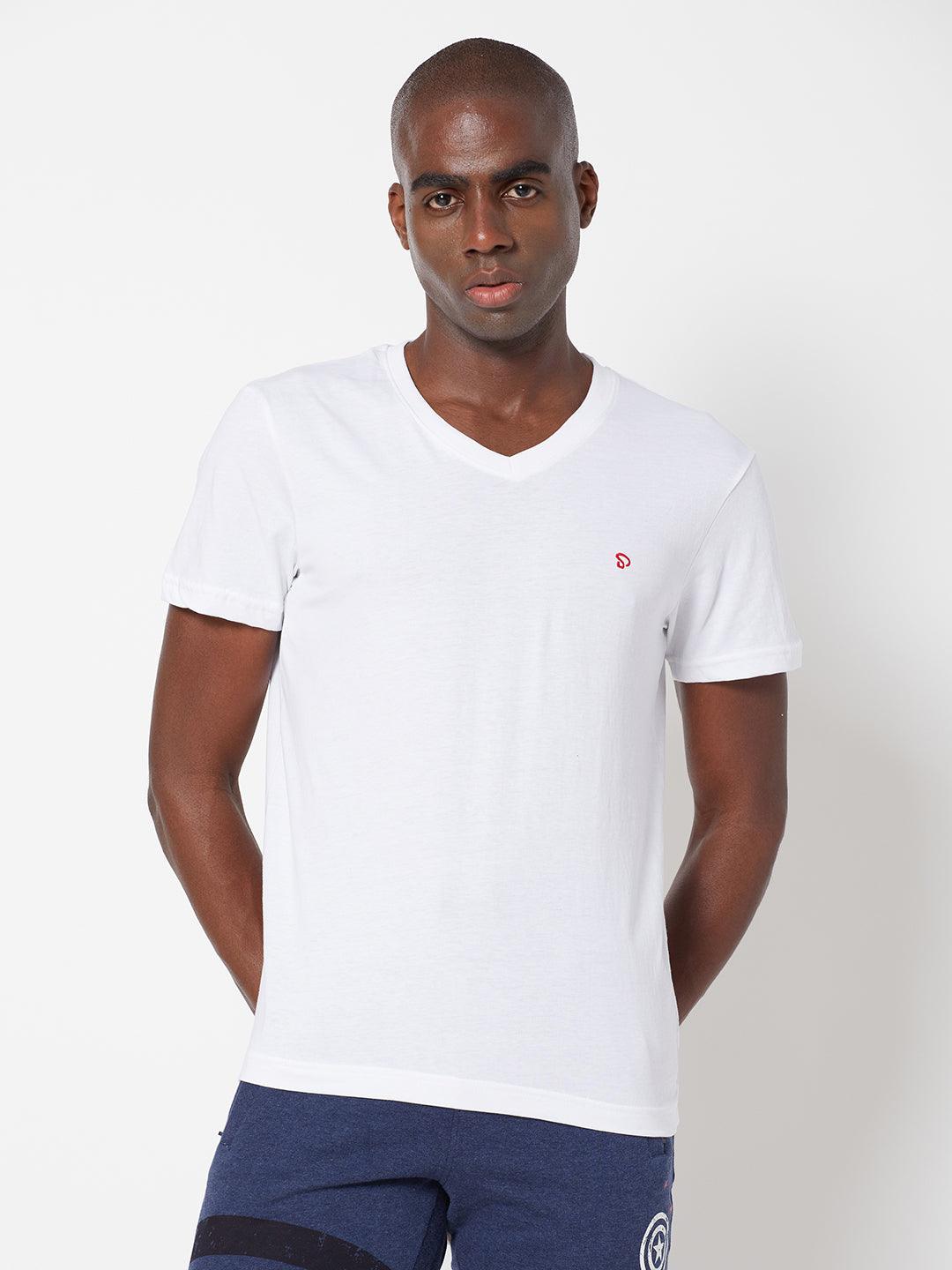 Sporto Men's Slim fit V Neck T-Shirt - White