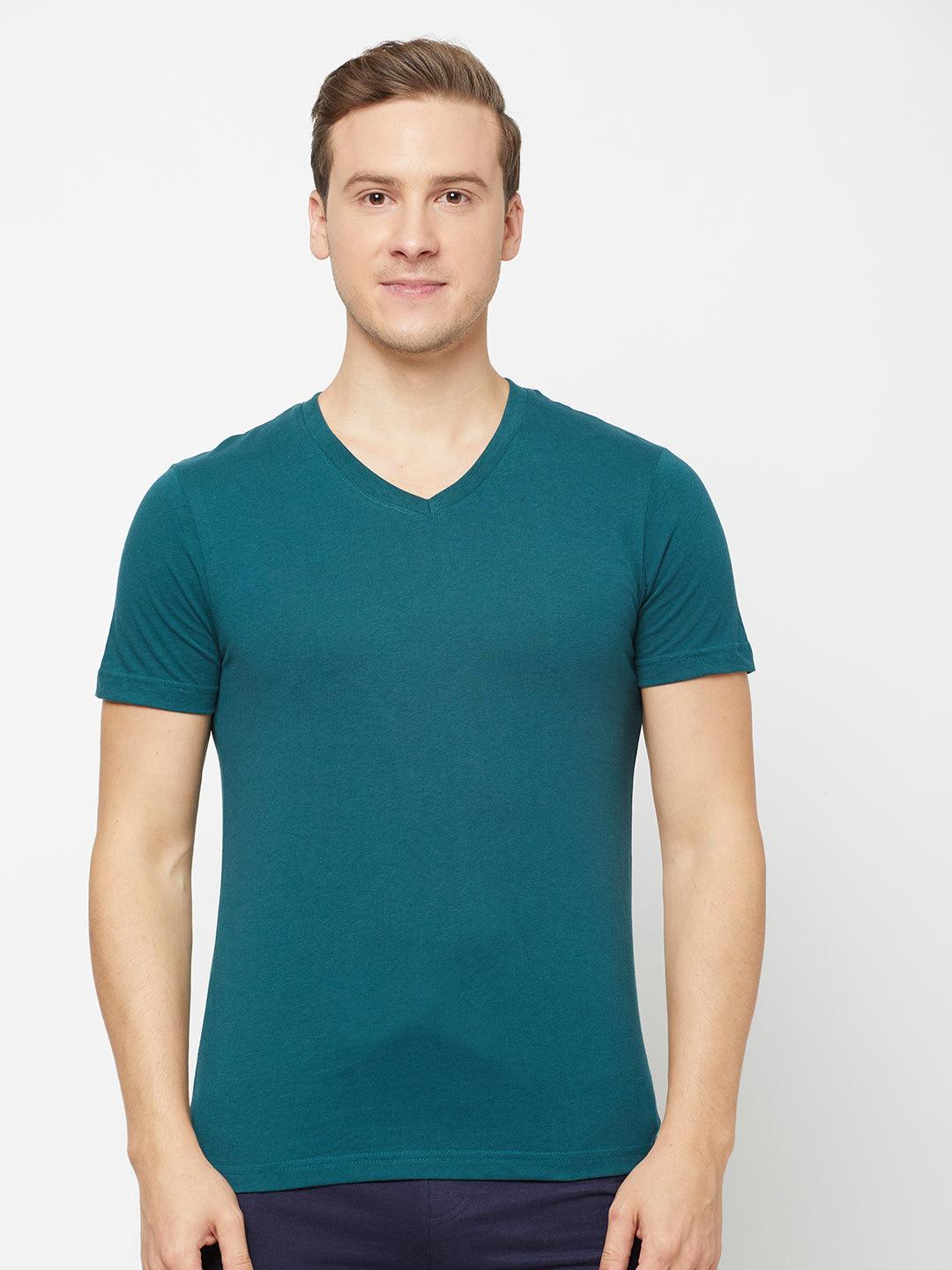 Sporto Men's Slim fit V Neck T-Shirt - Atlantic Deep