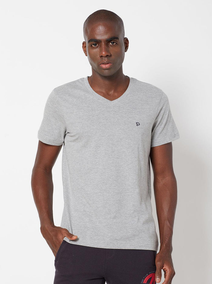 Sporto Men's V Neck T-Shirt - Grey Melange