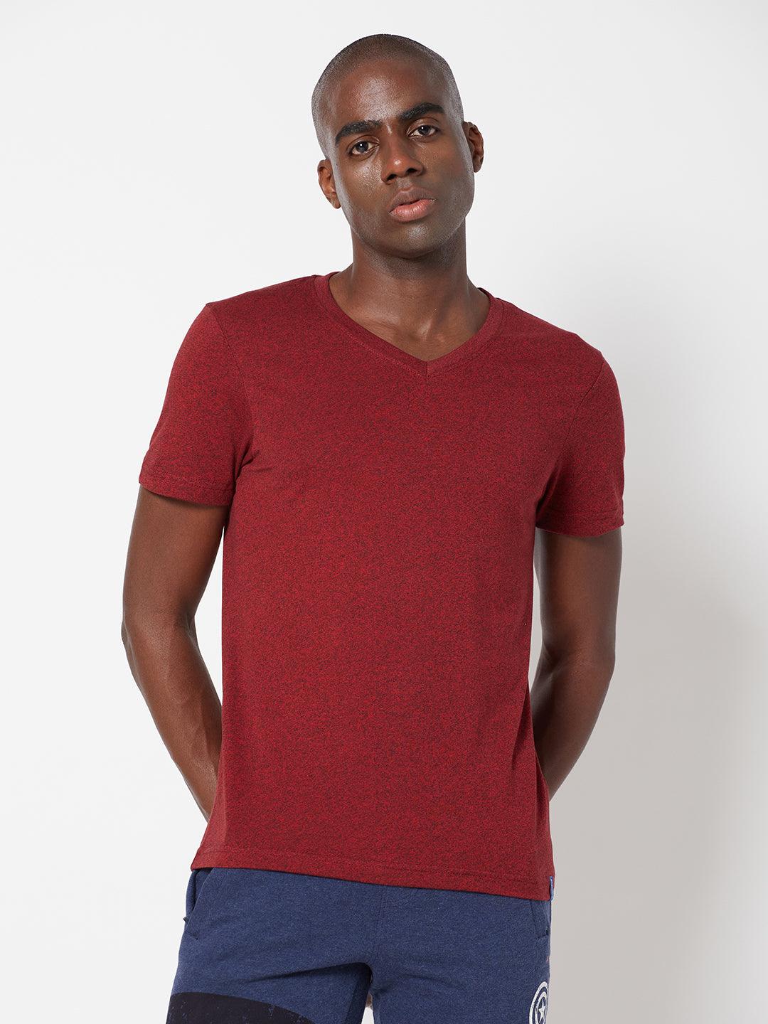 Sporto Men's Slim fit V Neck T-Shirt - Ribbon Red