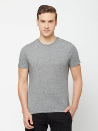 Sporto Men's Round Neck Cotton Tee - Grey Jaspe