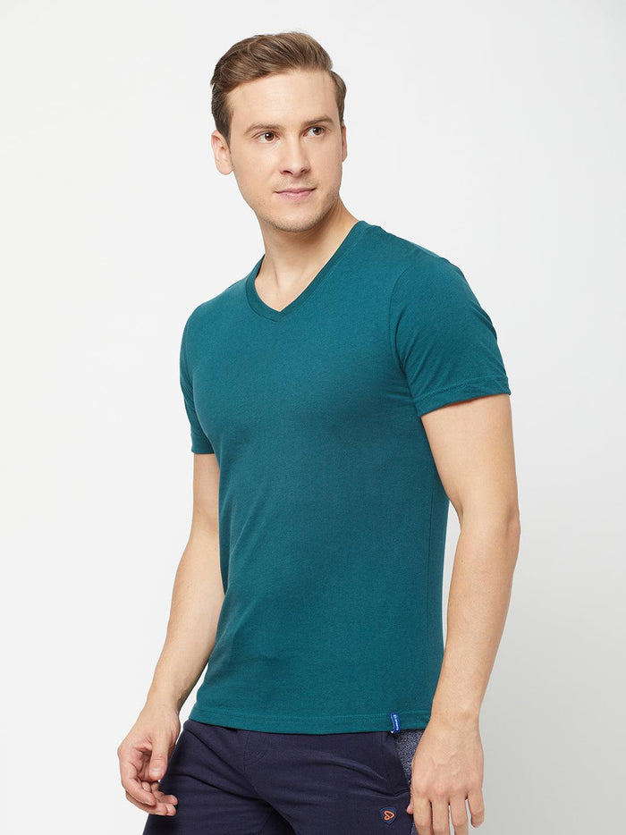 Sporto Men's Slim fit V Neck T-Shirt - Atlantic Deep