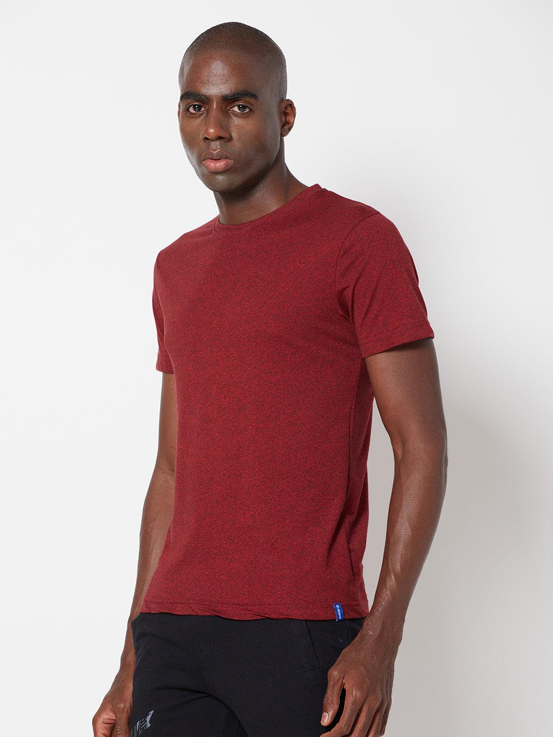 Sporto Men's Round Neck Cotton Tee - Ribbon Red