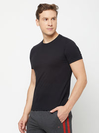 Sporto Men's Round Neck Cotton T-shirt Pack of 2 - Black & Black Flakes