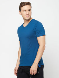 Sporto Men's V Neck T-Shirt - Pack of 2 [Denim Navy & Pure Red]