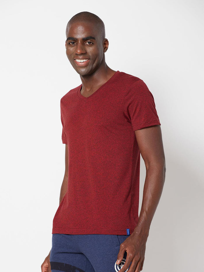 Sporto Men's Slim fit V Neck T-Shirt - Ribbon Red