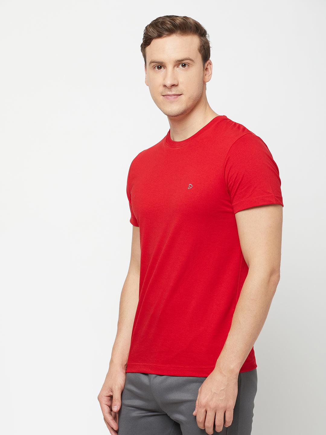 Sporto Men's Round Neck Cotton Rich, Solid Colour T-shirt Pack of 2