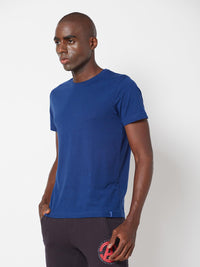 Sporto Men's Round Neck Cotton Tee - Denim Navy