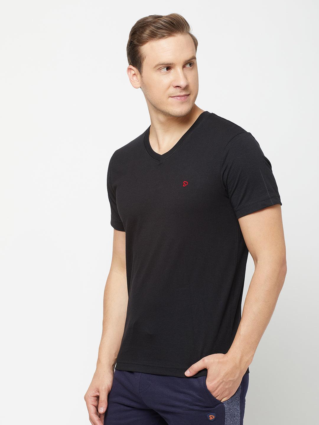 Sporto Men's Slim fit V Neck T-Shirt - Black