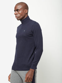 Sporto Men's Mock Neck/High Neck T-Shirt - Navy