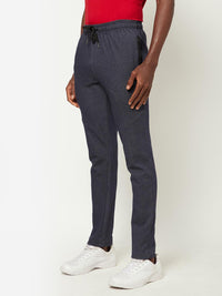 Sporto Men's Double Knit Black Denim Track Pants