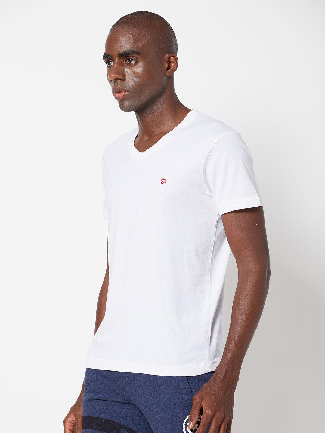 Sporto Men's Slim fit V Neck T-Shirt - White