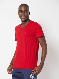 Sporto Men's Slim fit V Neck T-Shirt - Red