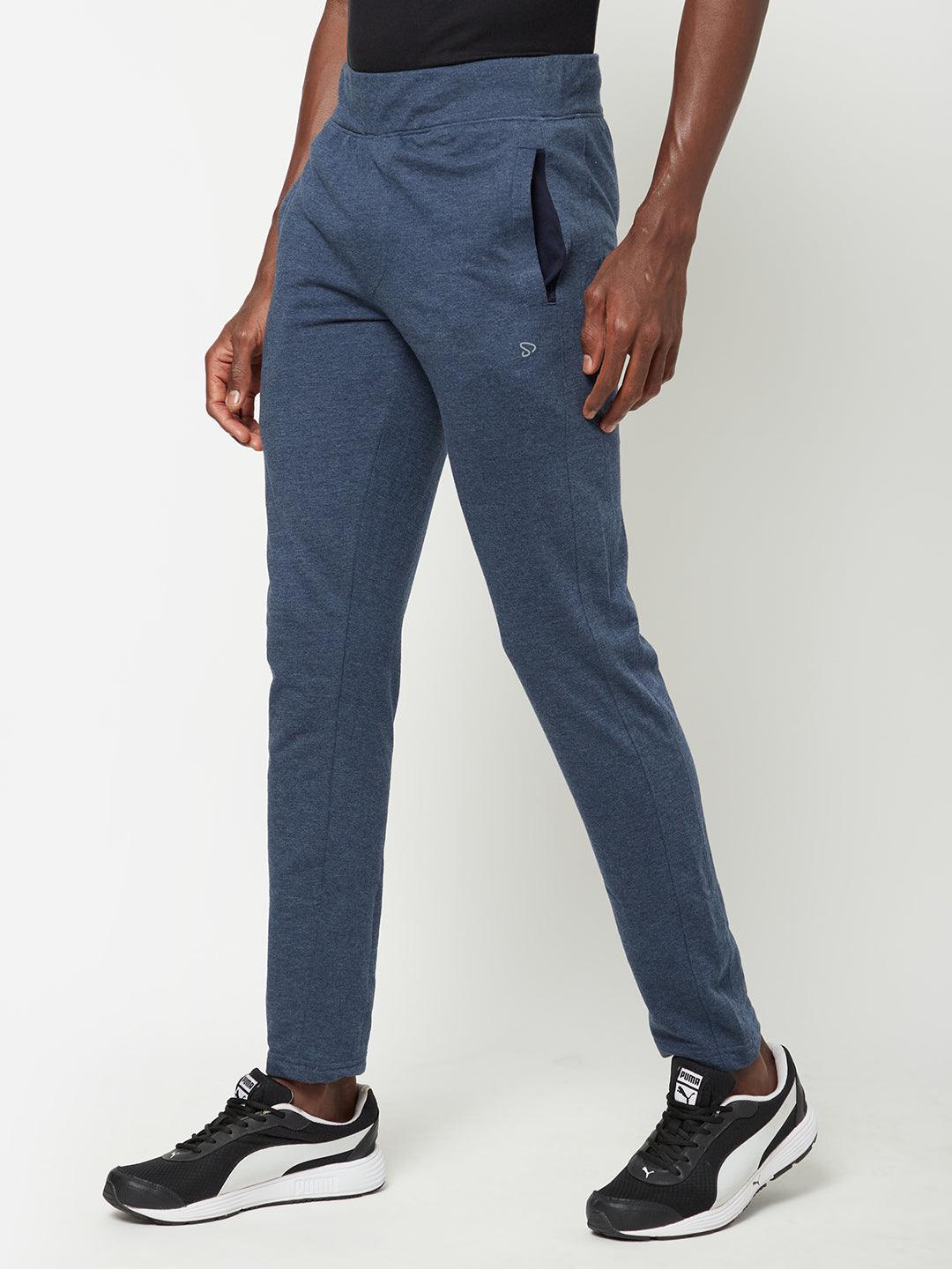 Sporto Men's Blue Melange Terry knit Track pant