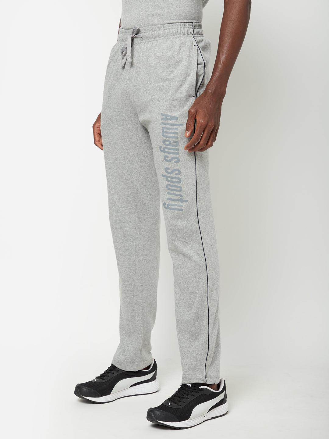 Sporto Men's Grey Melange Printed Track Pant