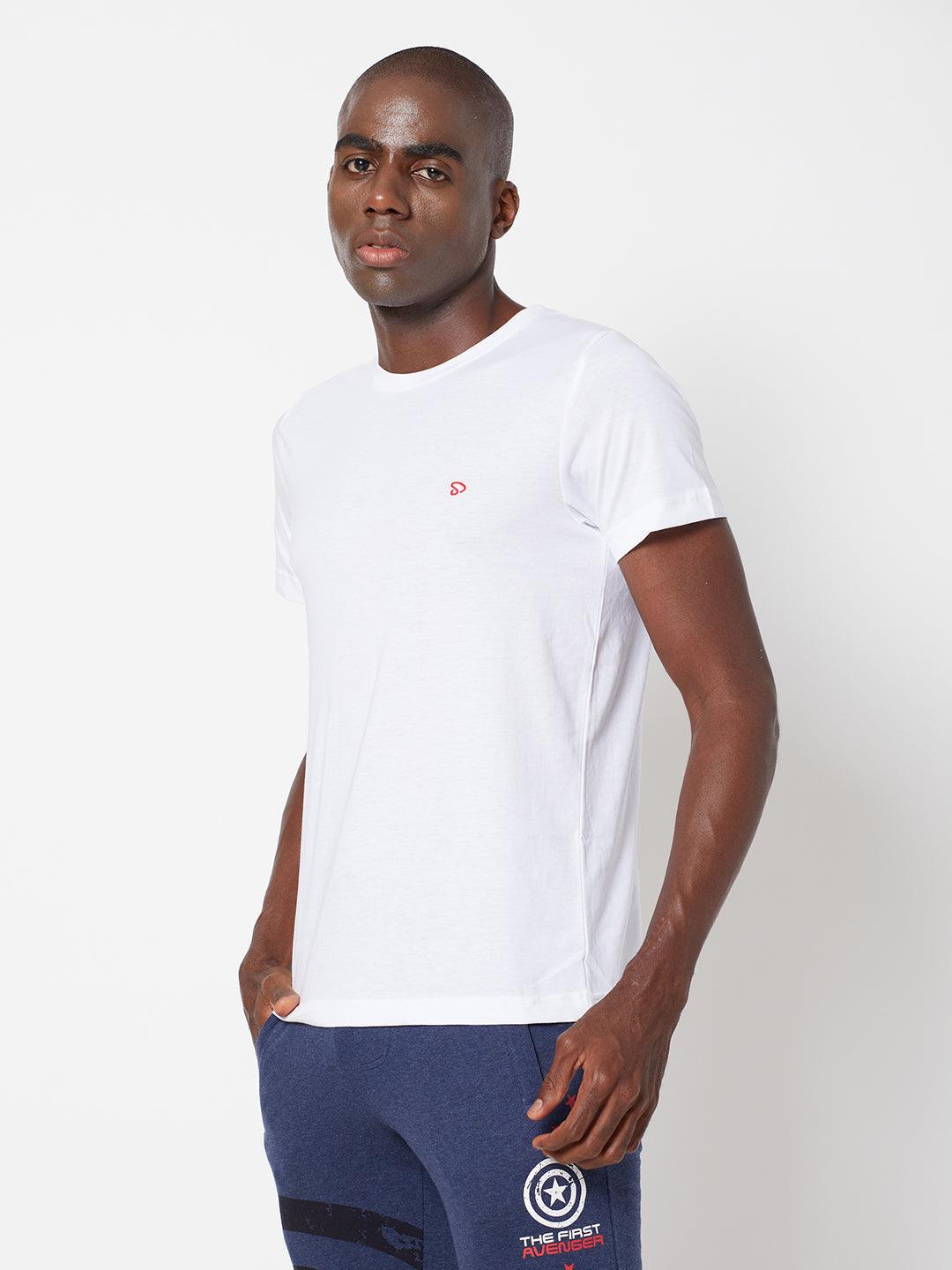 Sporto Men's Round Neck Cotton Tee - Pure White