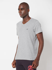 Sporto Men's V Neck T-Shirt - Grey Melange