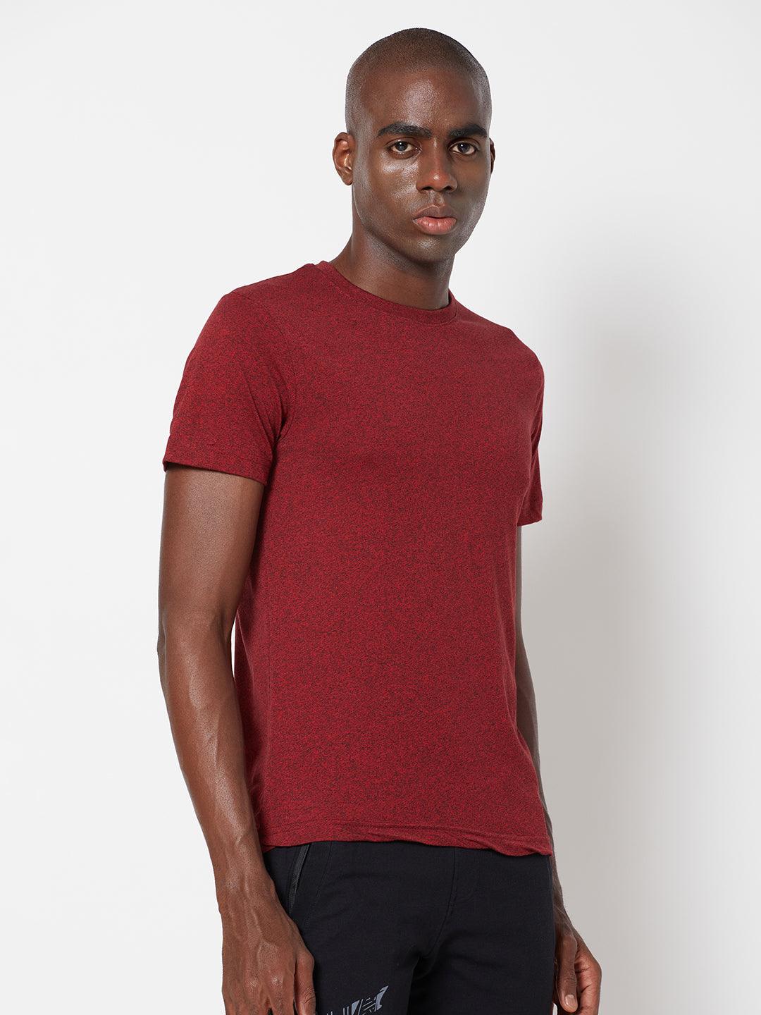 Sporto Men's Round Neck Cotton Tee - Ribbon Red