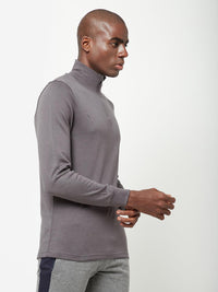 Sporto Men's Mock Neck/High Neck T-Shirt - Charcoal Denim