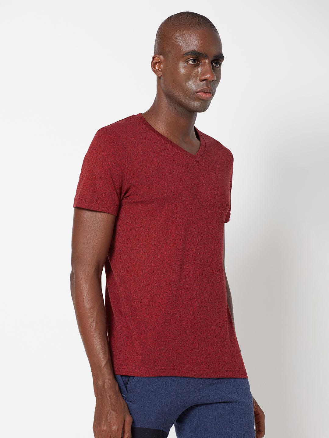 Sporto Men's Slim fit V Neck T-Shirt - Ribbon Red