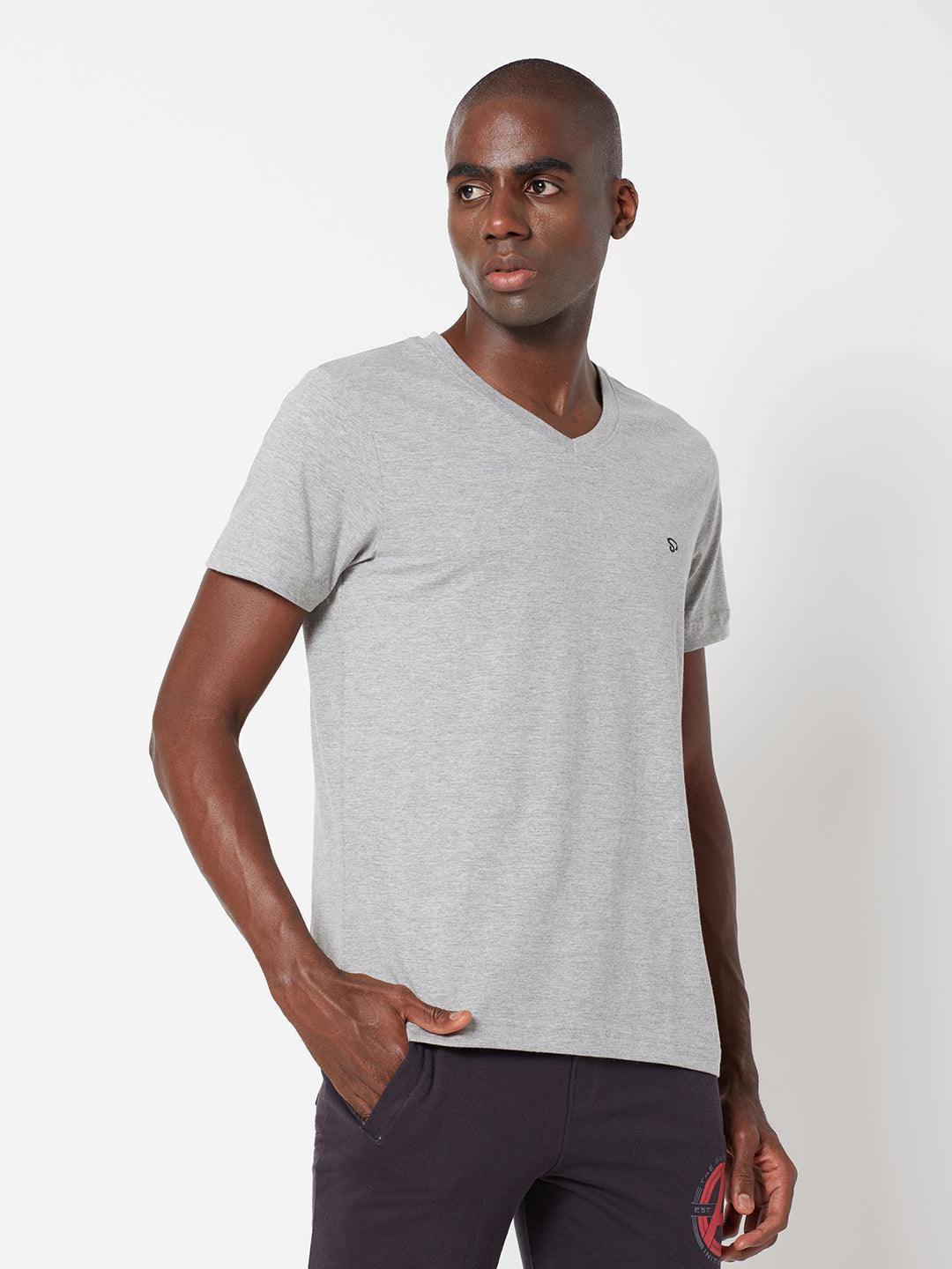 Sporto Men's V Neck T-Shirt - Grey Melange