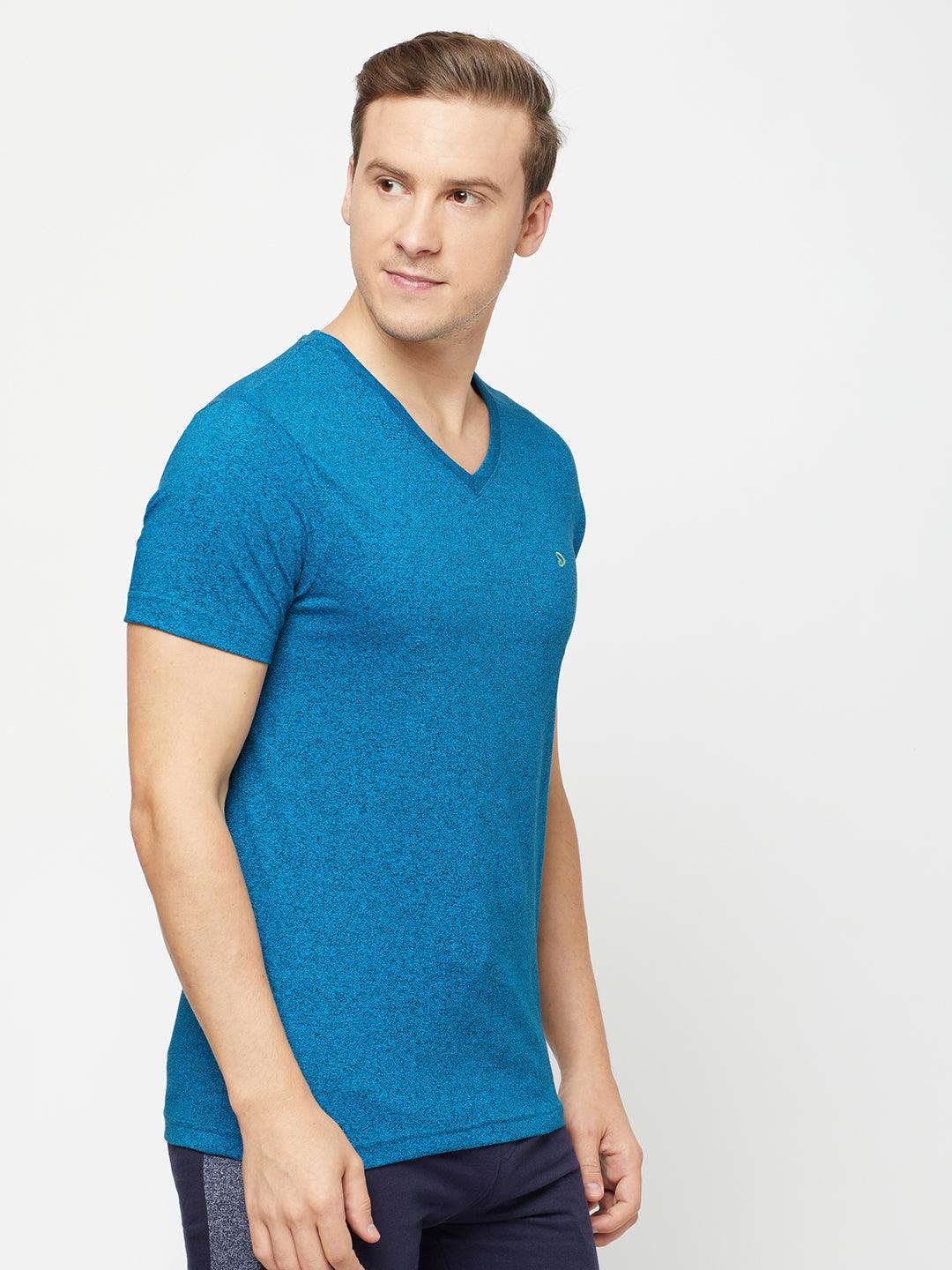 Sporto Men's V Neck T-Shirt - Sapphire Blue Jaspe
